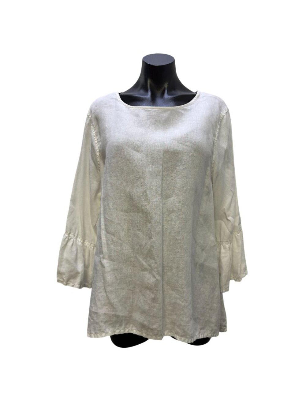 John Mark White Linen Blouse With Bell Sleeves XL